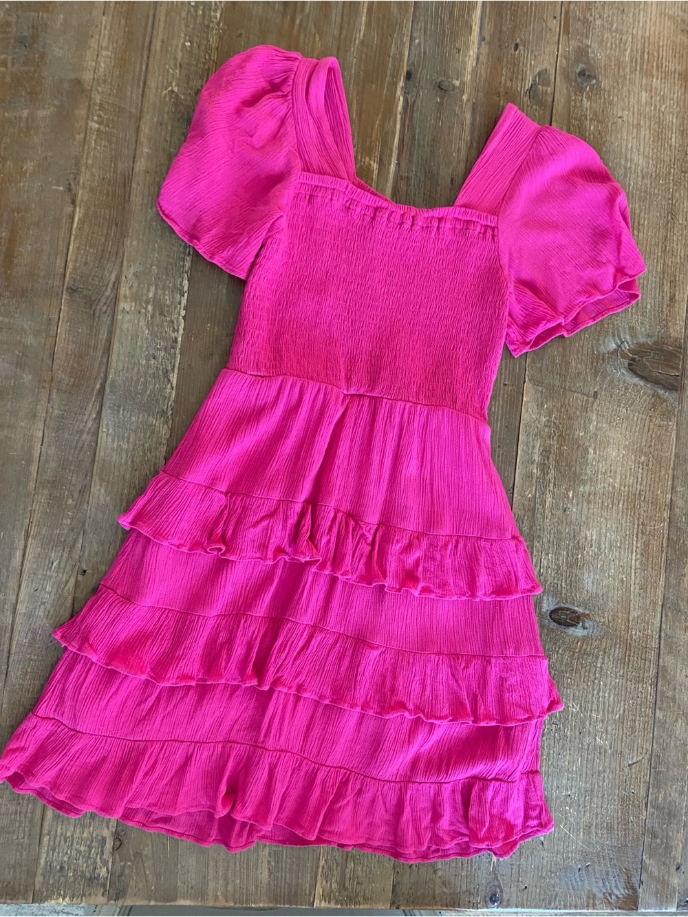 Chelsea & Violet Girls' Hot Pink Ruffle Tiered Dress Medium 10/12 - Picture 2 of 5